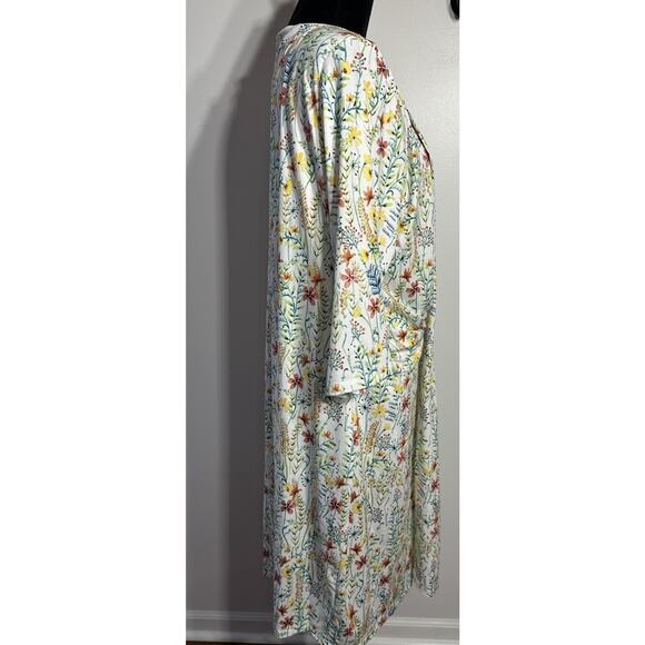 Jason Wu X ELOQUII Dress Drape Front V-Neck White Floral Size 18 Garden Cottage - Picture 3 of 6